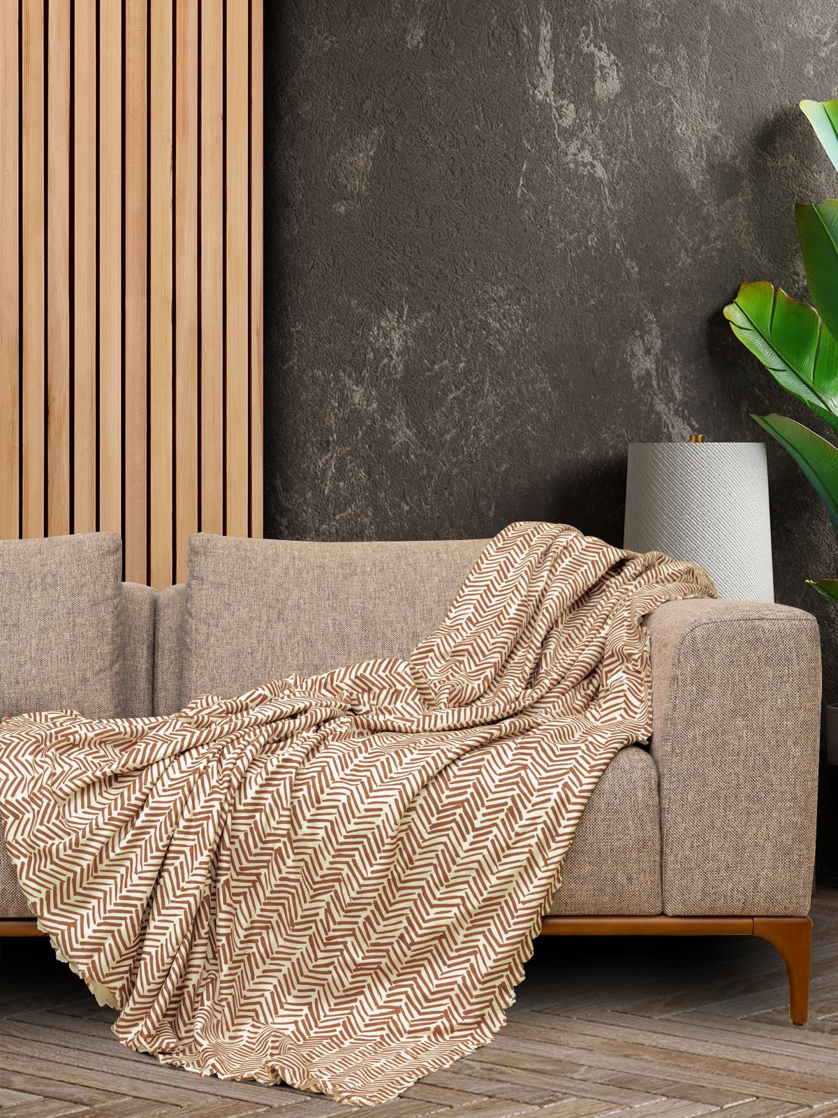 SoftMicro İskandinav Desenli Boho180x220 cm Koltuk Örtüsü Şalı, Kanepe Örtüsü, Tv Battaniyesi  Kiremit Rengi