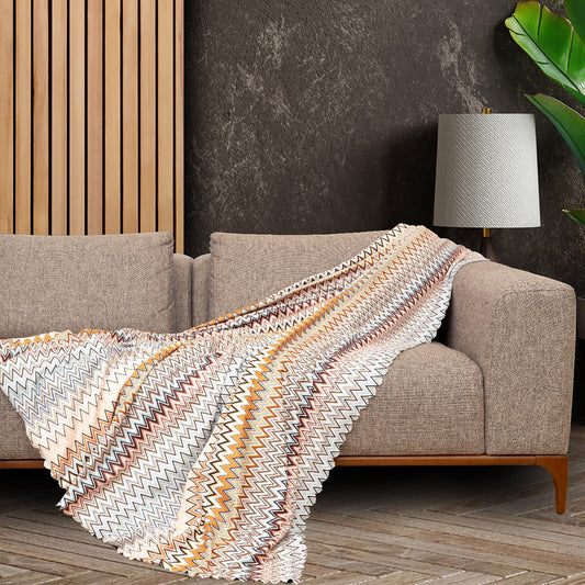 SoftMicro Missoni Zikzak Desenli 130x180 cm Koltuk Örtüsü Şal, Kanepe Örtüsü, Tv Battaniyesi Çok Renkli