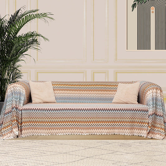 SoftMicro Missoni Zikzak Desenli 180x220 cm Koltuk Örtüsü Şalı, Kanepe Örtüsü, Tv Battaniyesi Çok Renkli